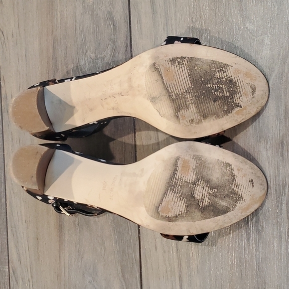 Nine West Ankle Strap Block Heels Two Strap Open Toe Black Sz 7.5M - Picture 9 of 12